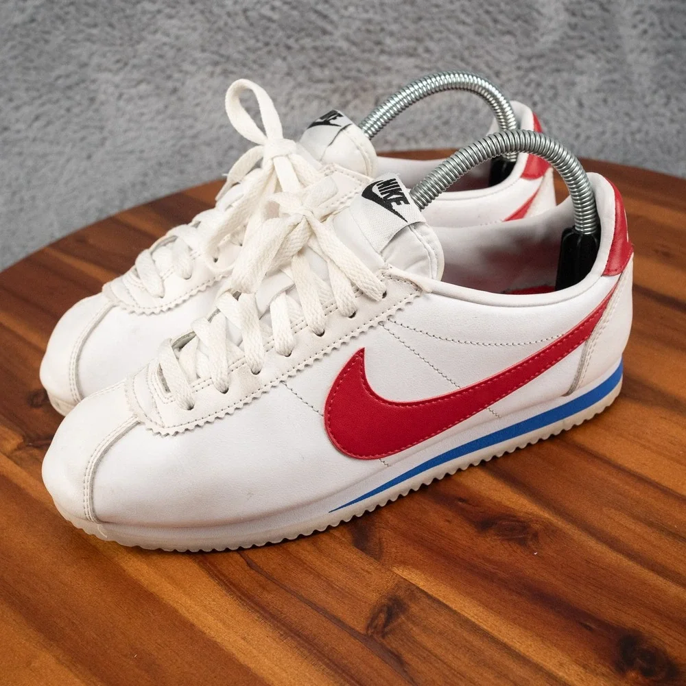 Nike Classic Cortez Forrest Gump Sneakers Women Size 8 White Leather 807471-103